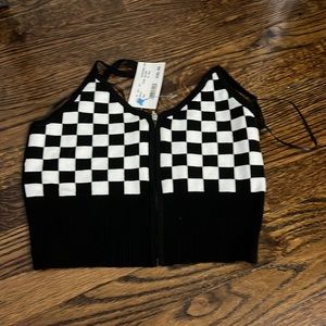 A black and white checker tank top